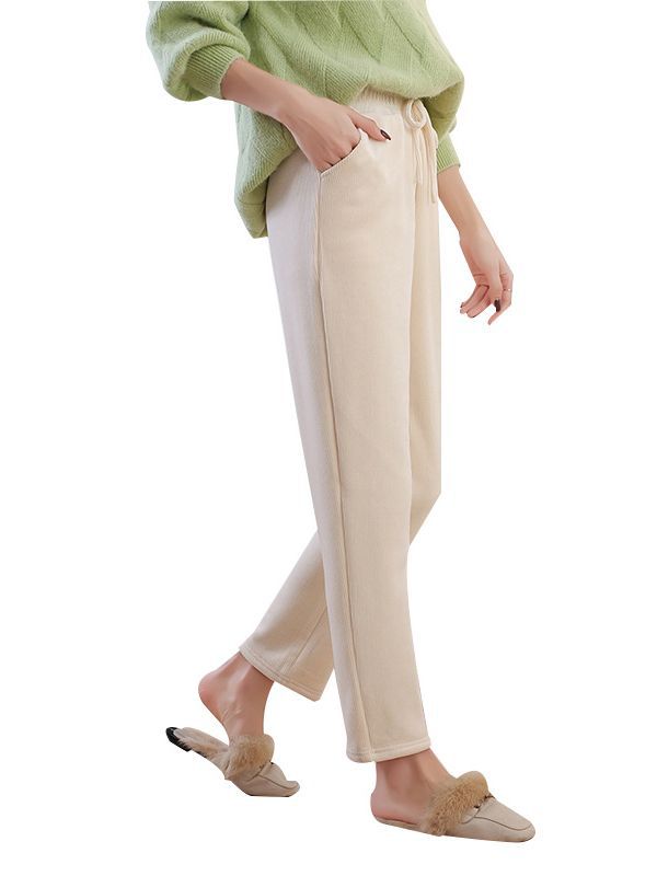 Title 2, Add Velvet Padded Chenille Pipe Pants For Leisure