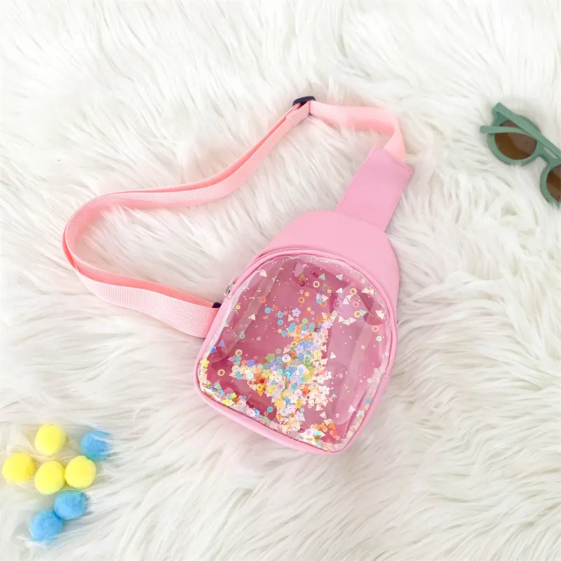 Solid Color PU Leather Children's Chest Pack Quicksand Lightweight