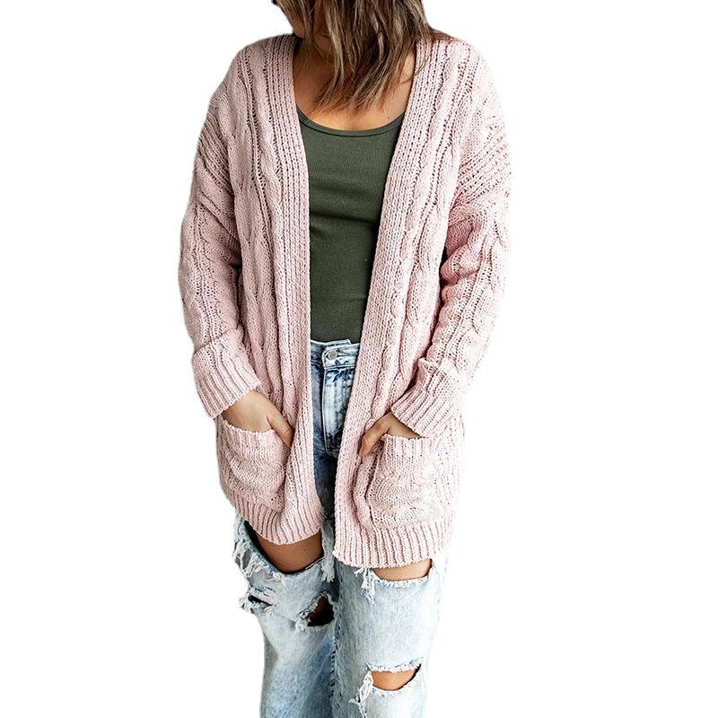 Title 2, Solid color long-sleeved loose mid-length knit ...