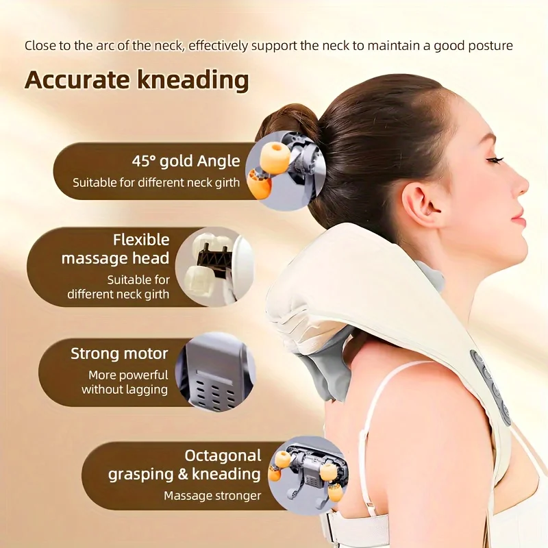 Shiatsu Neck Shoulder Massager Deep Tissue Shawl Kneading Spine Back Muscle Relaxer For Car Home Use Trapezius Neck Massager 7