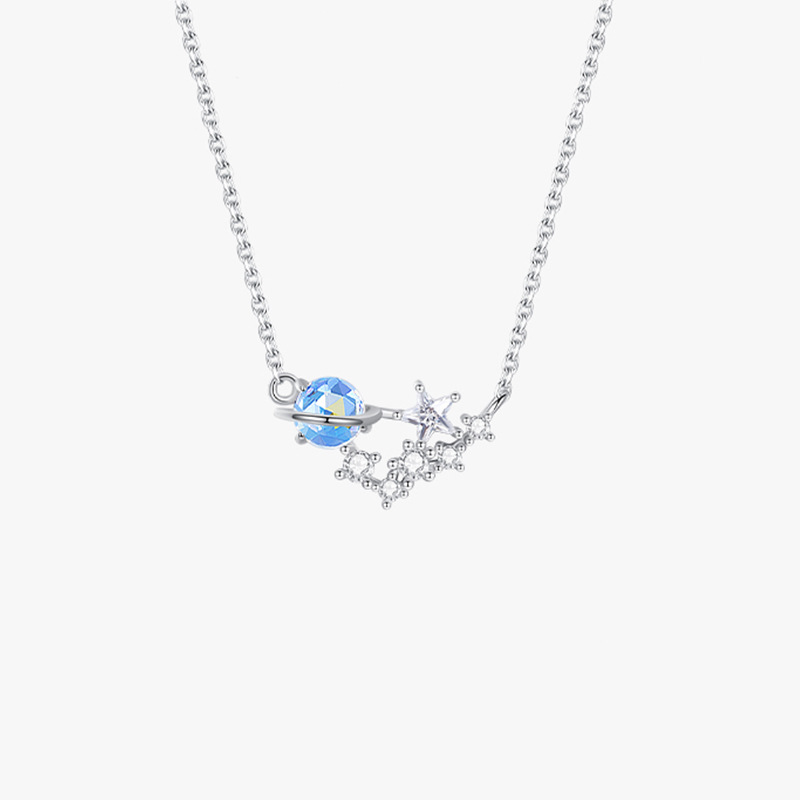 Sterling Silver Planet Necklace Female Creative Clavicle Chain