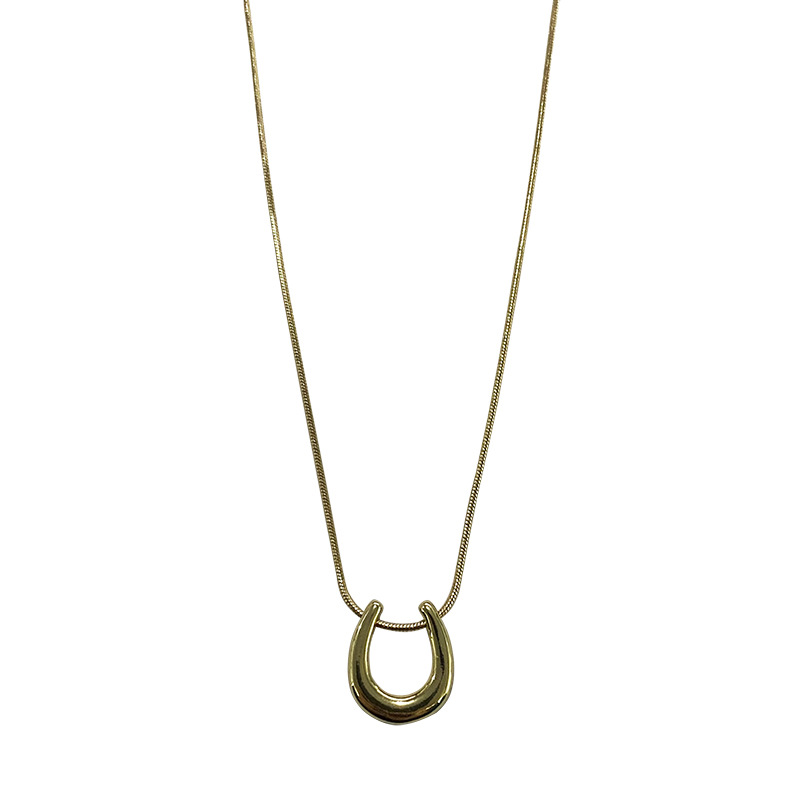 Simple Titanium Steel Geometric U-shaped Necklace For Women