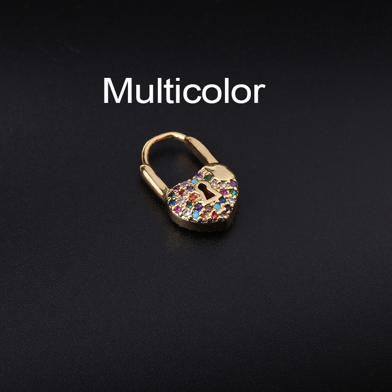 Personalized And Creative Double-sided Zircon Love Lock Earrings