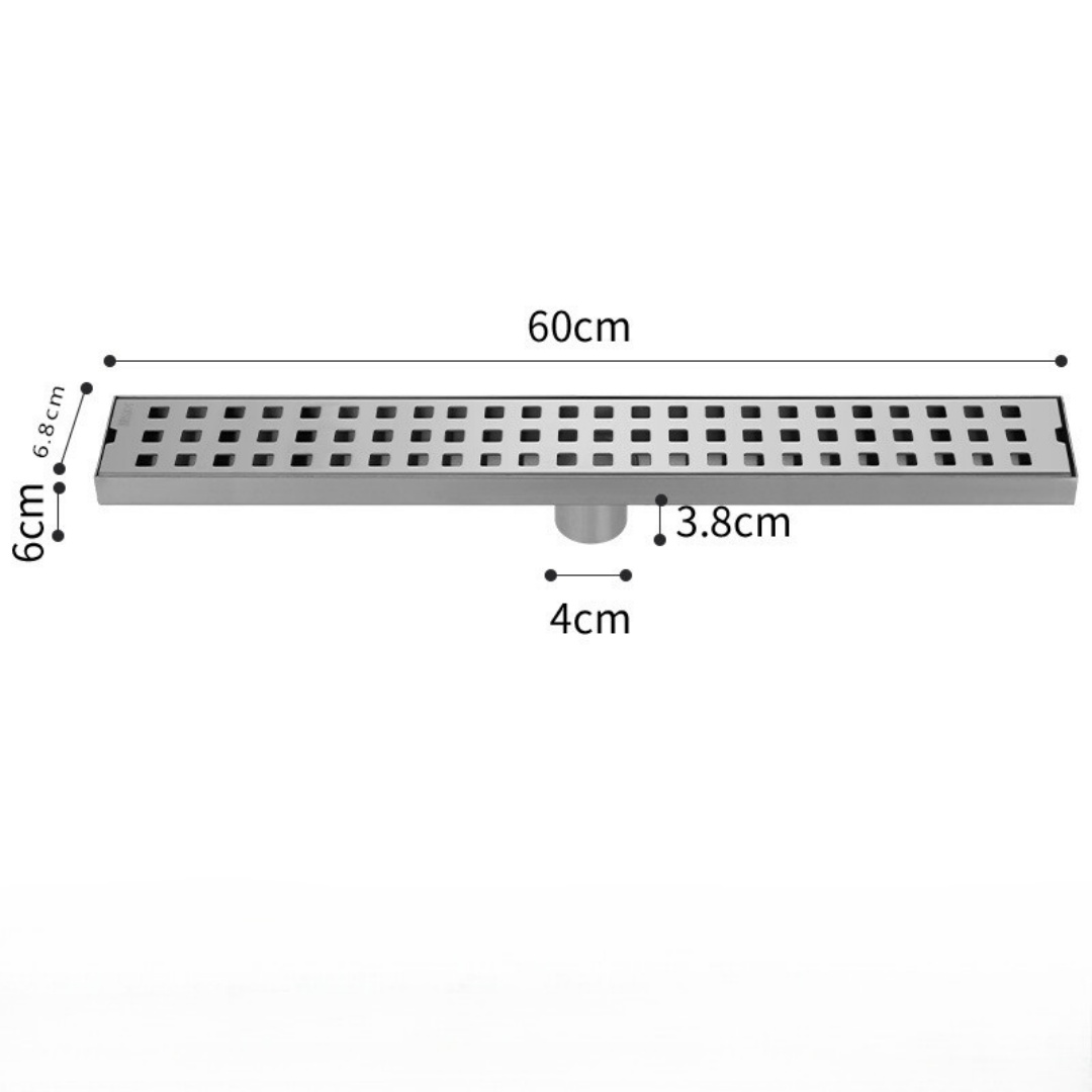 60CM Gully Waste Trap Wet Room Linear Shower Floor Drain Stainless Steel Channel