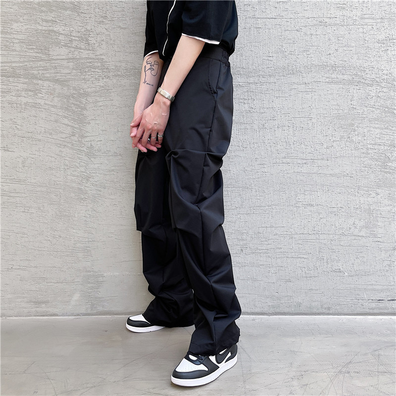 Title 7, Dark Designer Pleated Casual Pants Mens Loose ...