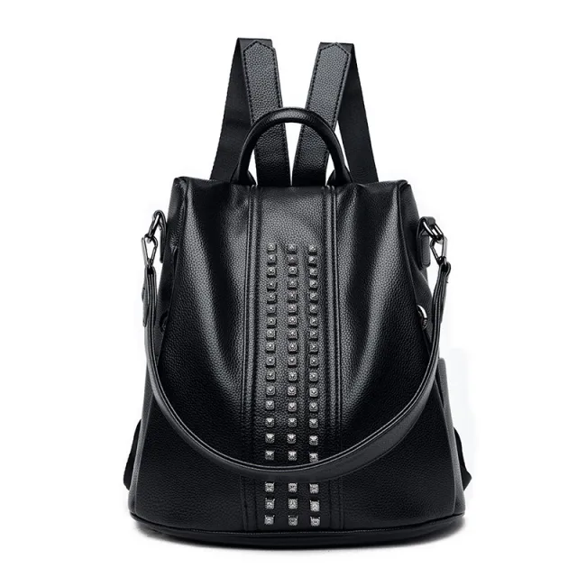 Single Shoulder Bag Multi purpose Travel Backpack Female Bag New Style Backpack Personalized Punk Handbag Black - Shop at LoveMi