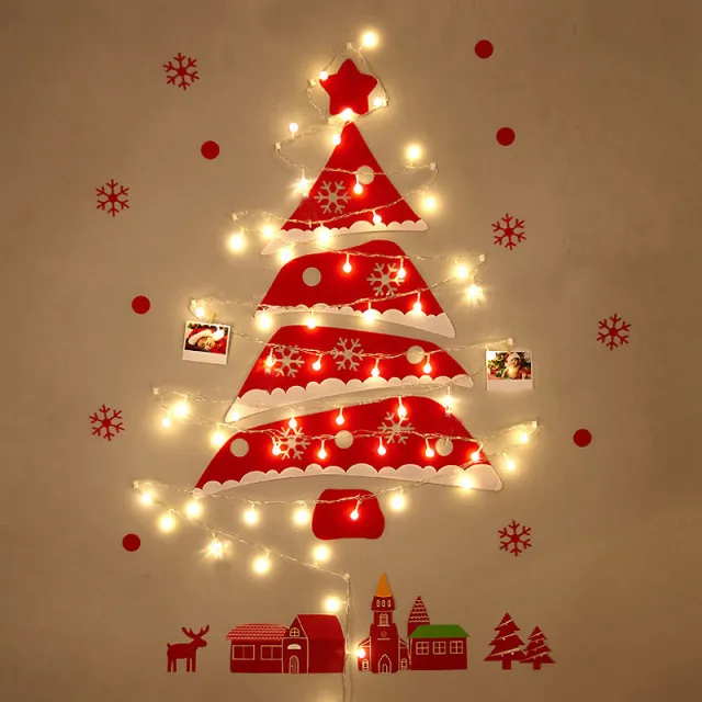 Creative Wall With Lights DIY Christmas Ornaments Tree Decorations Non Woven Wall Tree02 - Shop at LoveMi