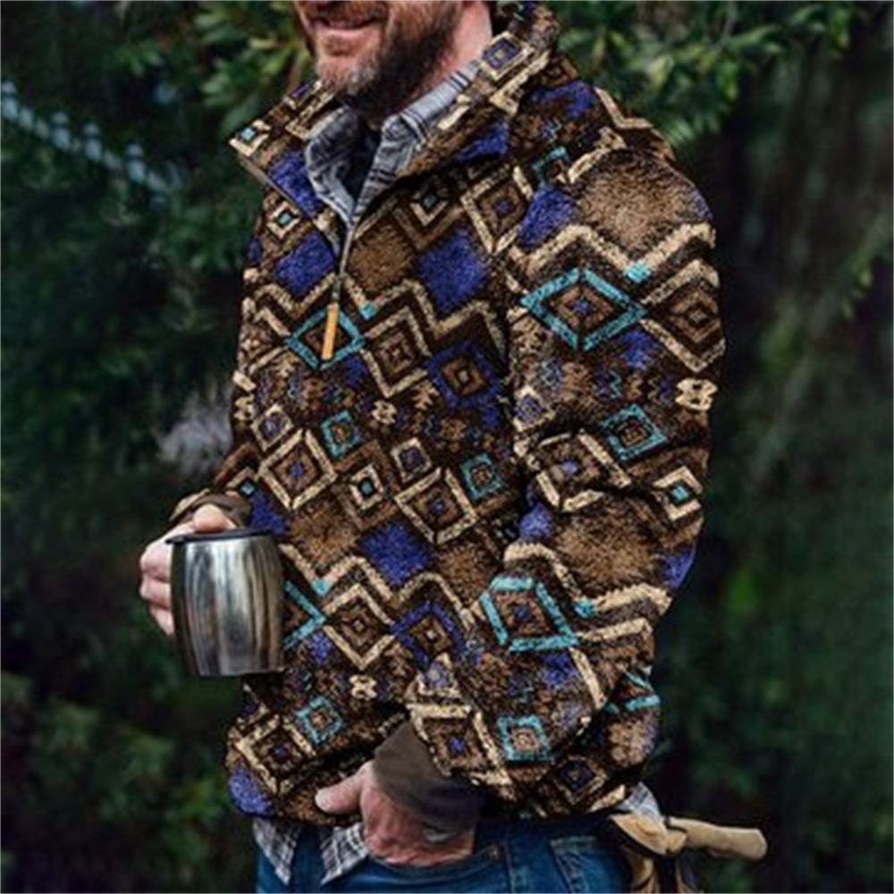 Autumn And Winter Casual Button Pocket Flannel Plush Men's Sweater