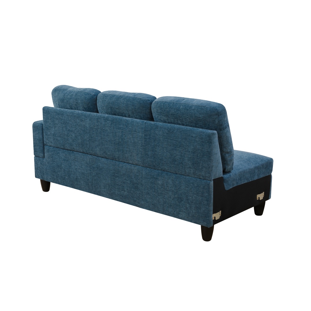 Pickup Only--Blue Flannel 3-Piece Couch Living Room Sofa Set