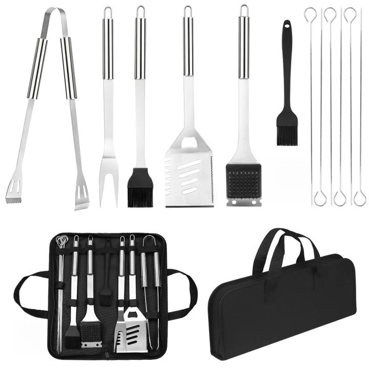 14X Stainless Steel BBQ Barbecue Tool Set Outdoor Grilling Utensils Kit Portable