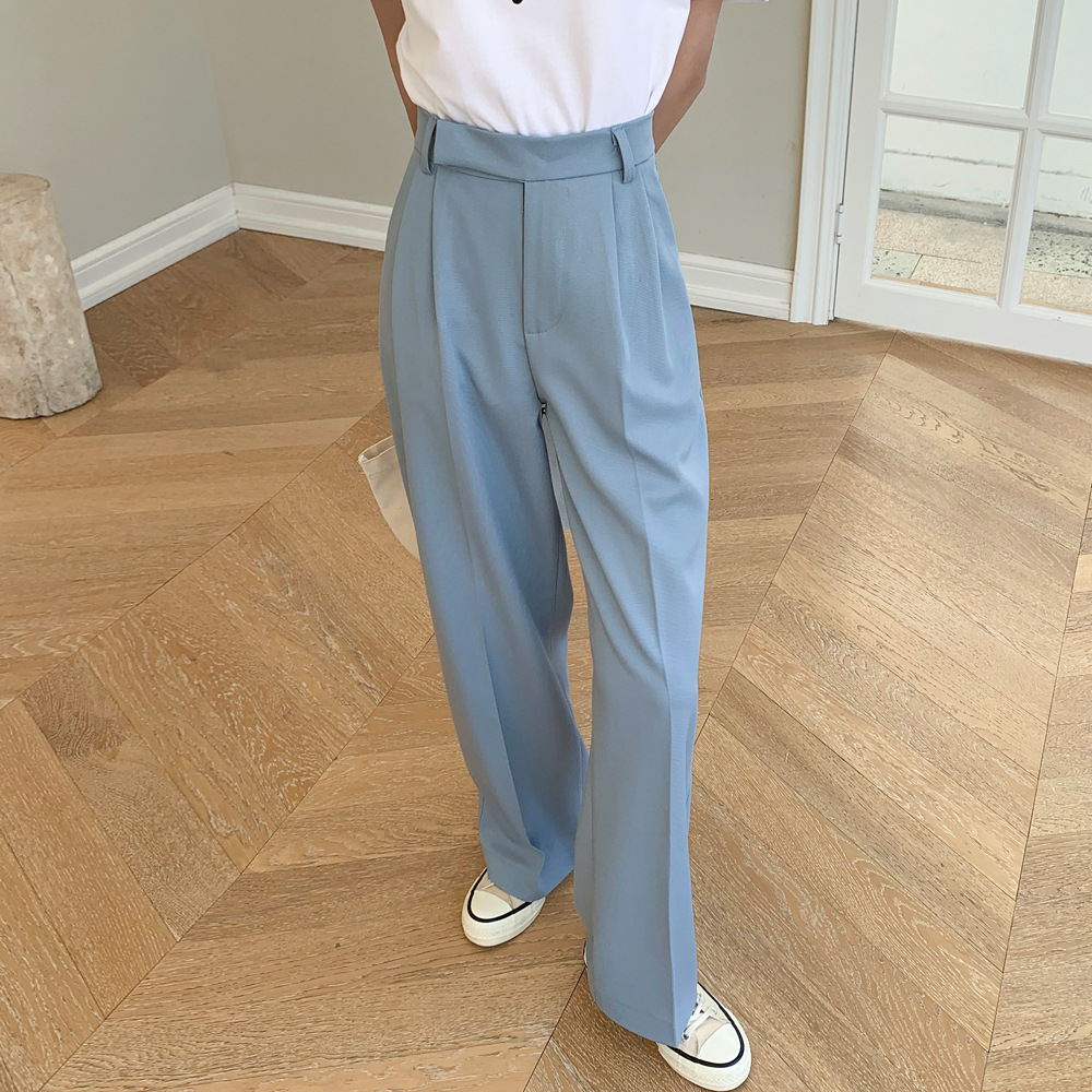 Straight High-waisted Trousers With Long Legs And Long Legs