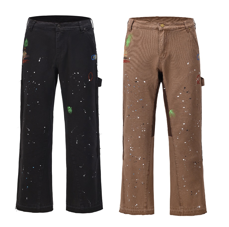 Title 5, Herren Micro-Flare-Arbeitsjeans mit Graffiti-Sp...