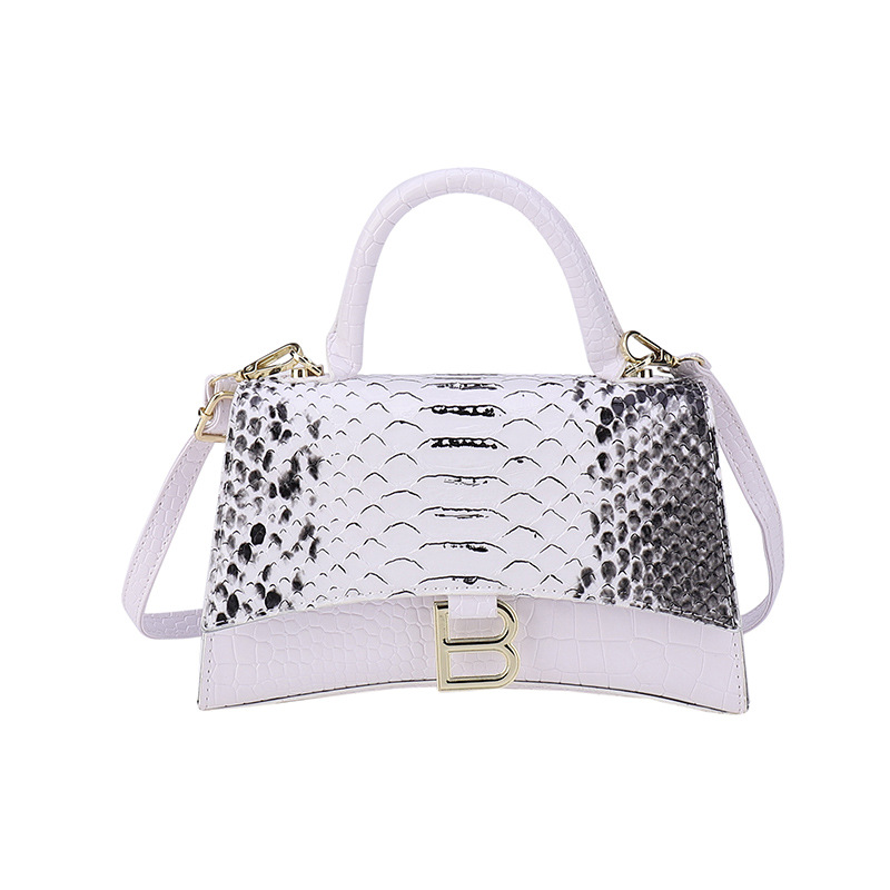 Women's Snake Pattern B Word Handbag White - Shop at LoveMi