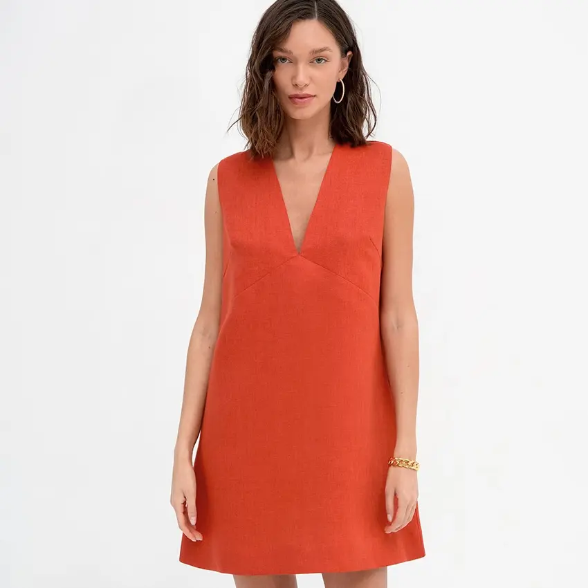 Women's Simple Comfortable Loose Cotton And Linen Vest Skirt
