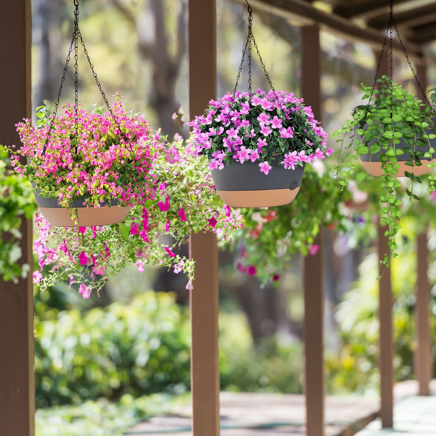 Hanging Planters with Self-Watering Tray