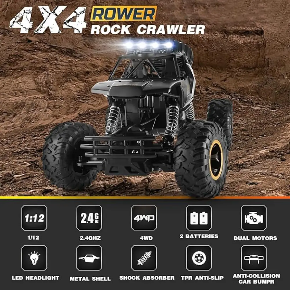 TEMU Can't Sale. UK Rc Car Rock Crawler Rechargeable Off Road Truck 4WD , Metal Shell LED Headlights Remote Control Off Road Car Truck,Logistics Is Randomly Sen