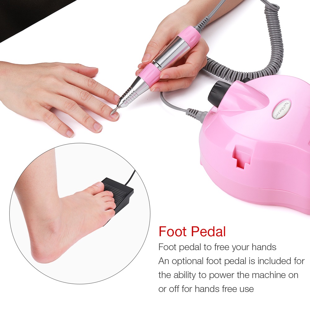 Electric nail drill handpiece with ergonomic design and 2.2mm chuck