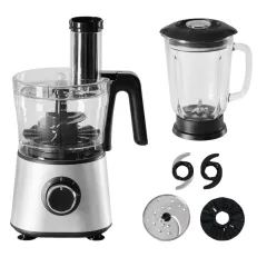300W Food Processor With Blender & Dough Tool, 2 Speeds, Sharp Blades, Safety Lock -1.5L Glass Jar - Black - View 1