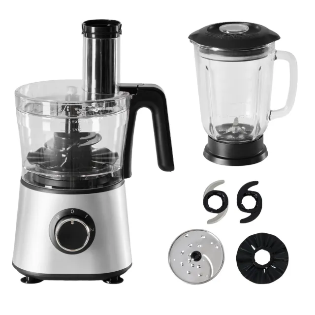 300W Food Processor With Blender & Dough Tool, 2 Speeds, Sharp Blades, Safety Lock 1.5L Glass Jar Black - Shop at LoveMi