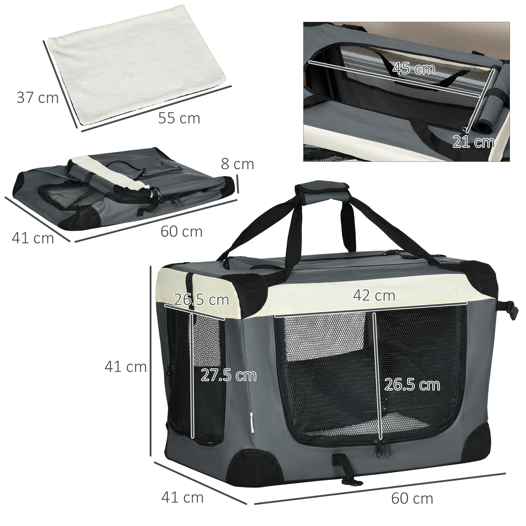 60cm Foldable Pet Basket With Soft Cushion, Suitable For Small Dogs And Cats — image 7