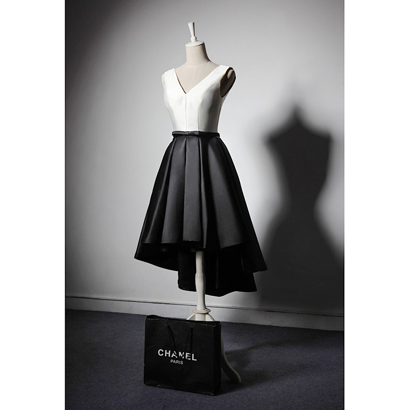 Irregular Satin Evening Dress With Short Front And Long Back