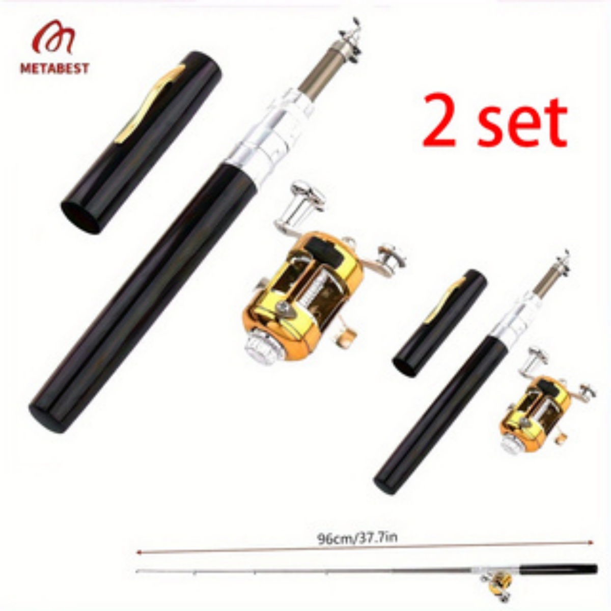 METABEST Premium Aluminum Alloy Pocket-Sized Pen Style Fishing Rod - Compact, Portable, And Ultra-Lightweight For Ice Raft, Bridge, And Travel Fishing - Perfect Gift For Fishing Enthusiasts A