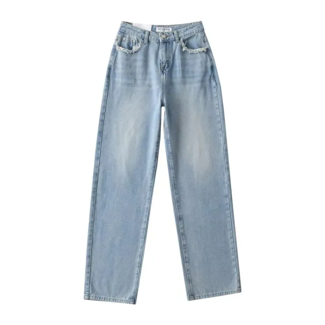 Women's High waisted Straight Jeans Light Blue - Shop at LoveMi