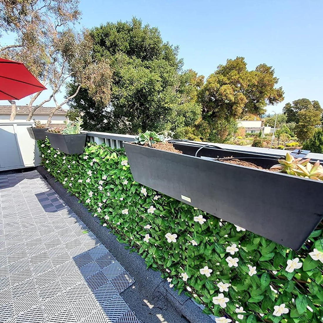 2Pcs 2M Roll Artificial Hedge Garden Fake Ivy Leaf Privacy Fence Screening Wall