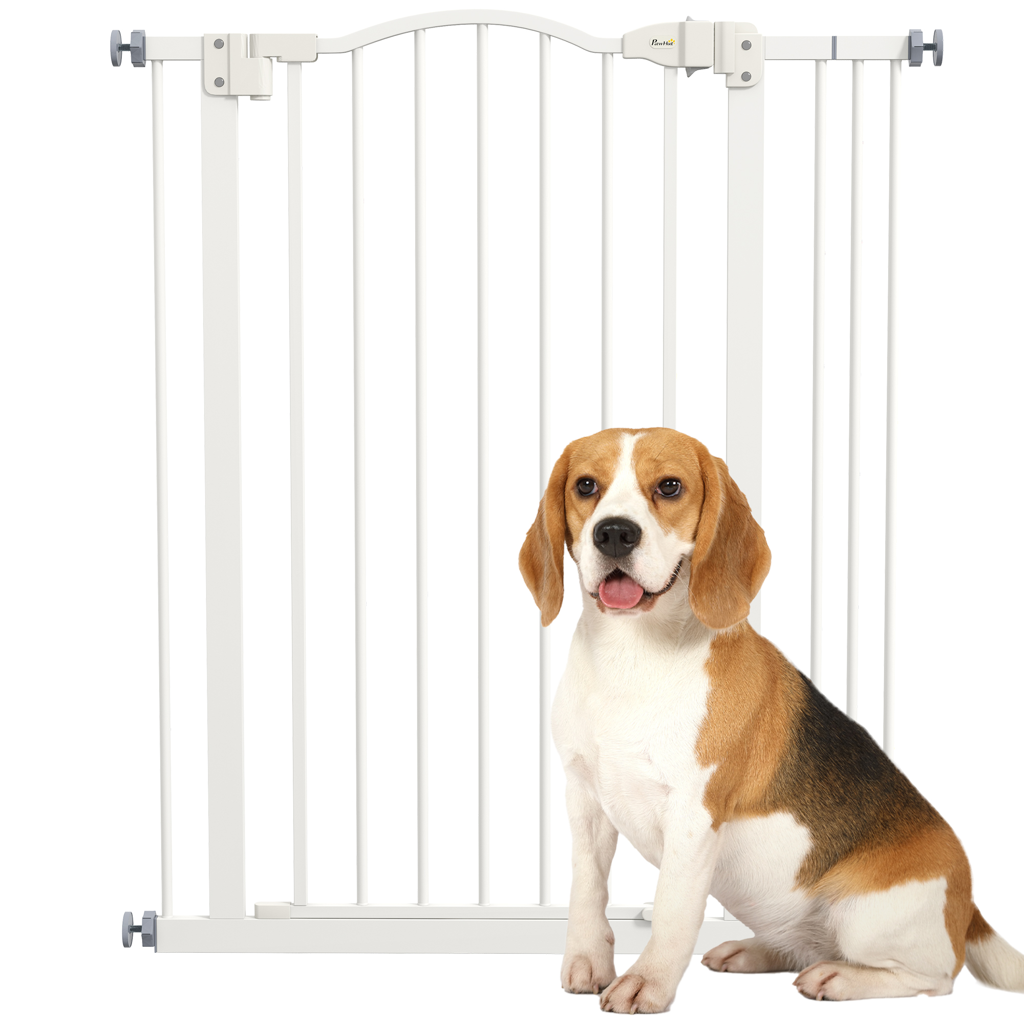 Metal Pet Safety Door Dog Folding Fence 74-87 Cm, White