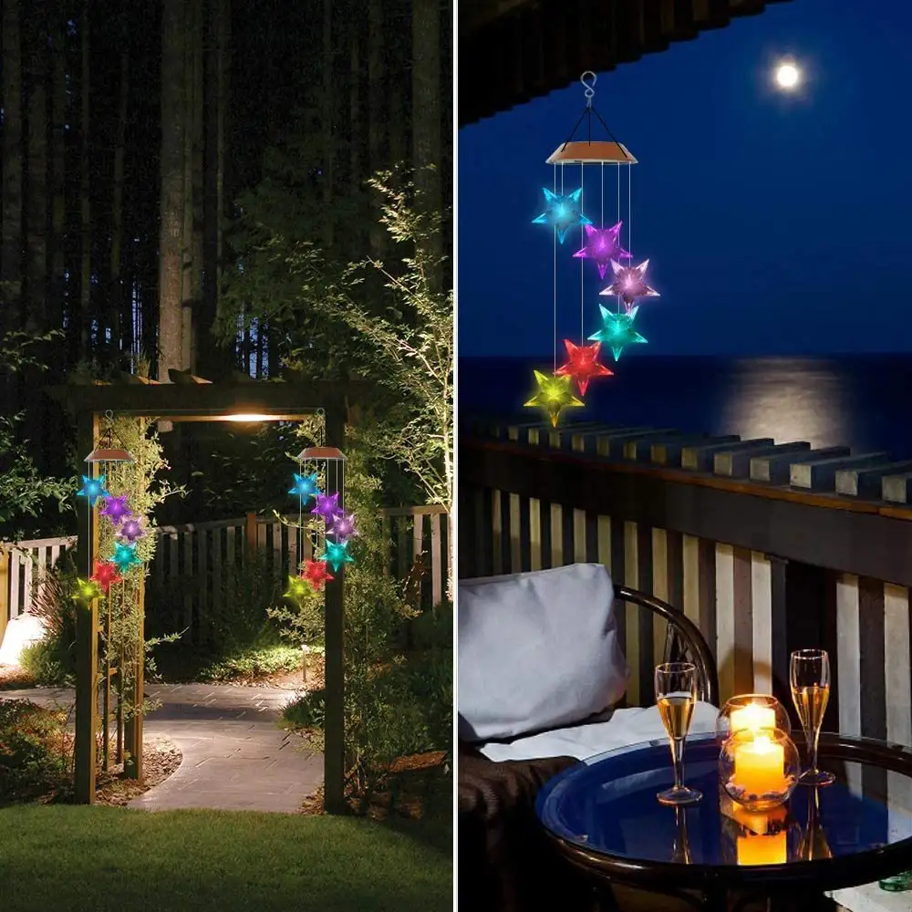 Solar Christmas Snowflake Wind Chime Light