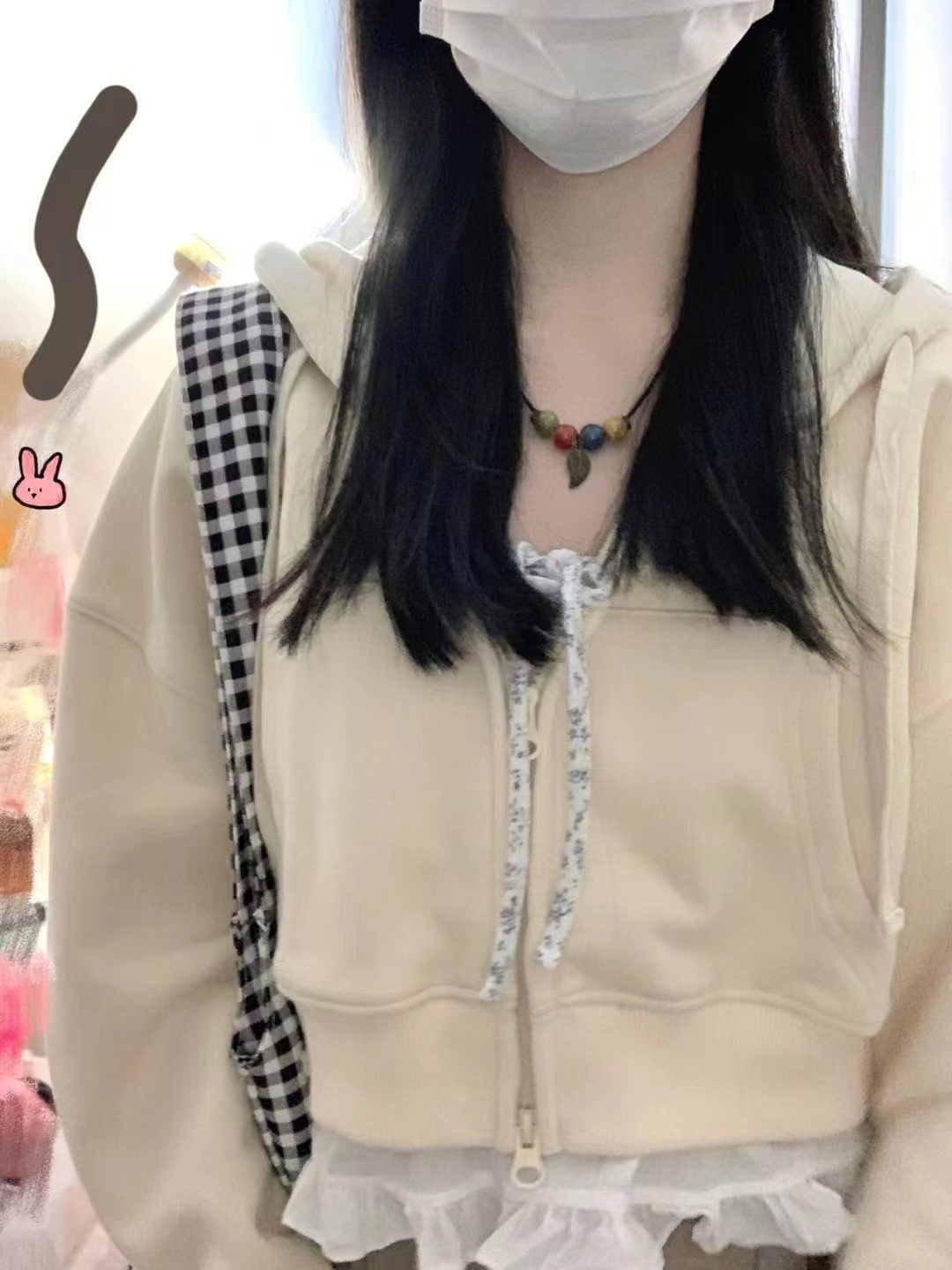 Short Hooded Jacket Women Loose Hundred Zipper