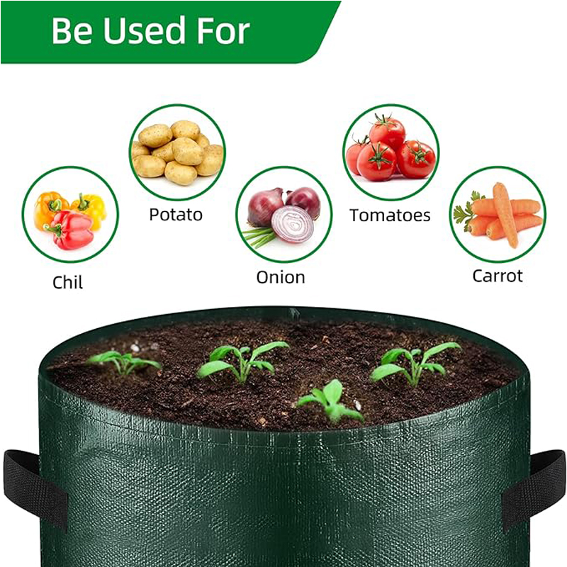 10 Gallon -6 Pack Potato Grow Bags, Heavy Duty PE Fabric Pots With Flap And Handles, Green Planter Bags For Potato Vegetables Outdoor Garden, For All Plants Growing 5