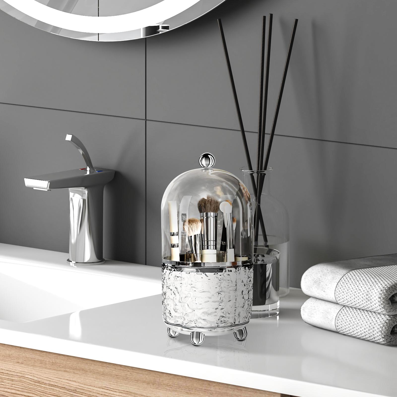 Large Capacity Bathroom Vanity Makeup Brush Storage Rack Organizer_voghion.com