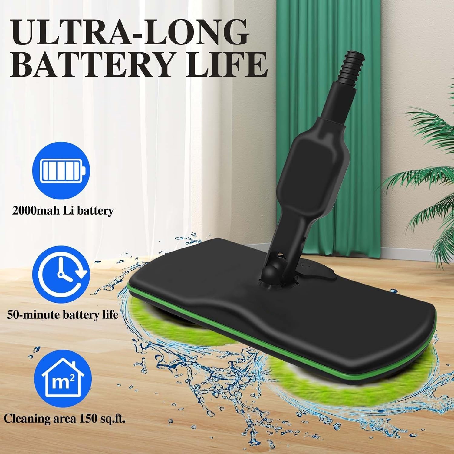 UK Cordless Power Electric Spinning Mop Rechargeable Floor Cleaner Scrubber — image 10