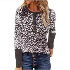 Long Sleeved Pit Strip Slim Fit Round Neck Print Pullover Women's - 6 Style-L - View 1