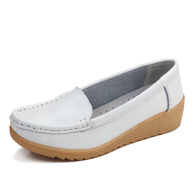 Nurse Shoes Women White Cowhide Wedges White - Shop at LoveMi