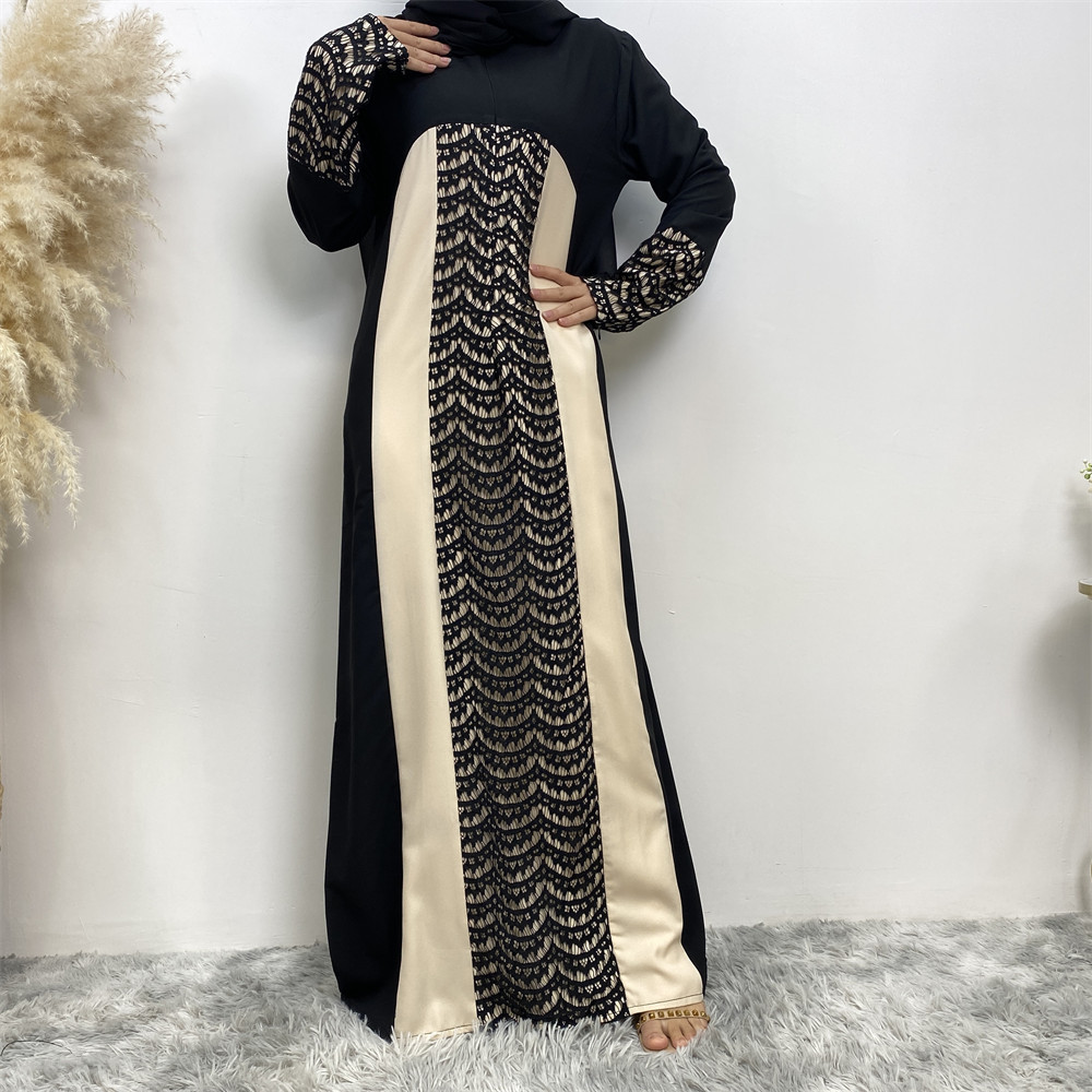 Lace Patchwork Long Sleeved Dress For Women Black - Shop at LoveMi