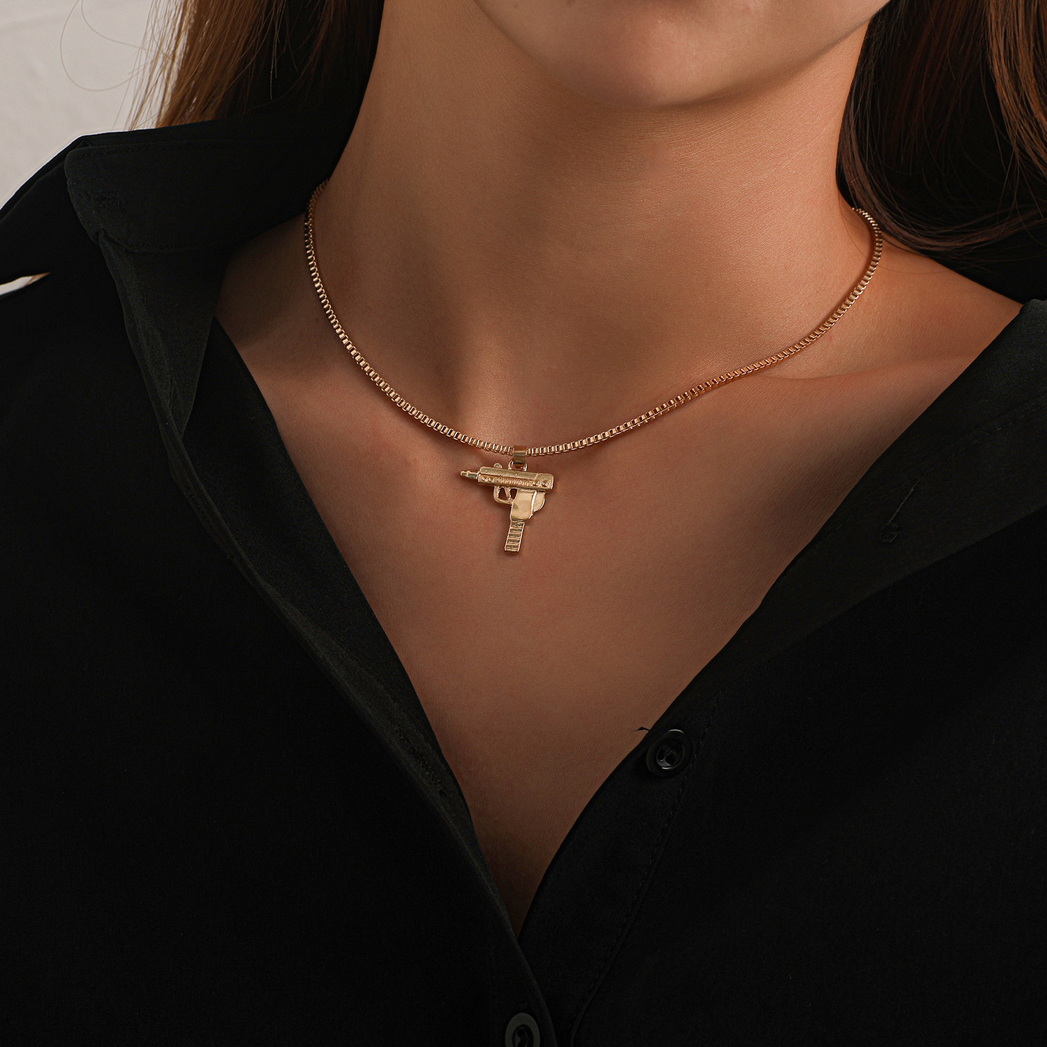 Fashion New Product Uzi Small Pistol Pendant Necklace