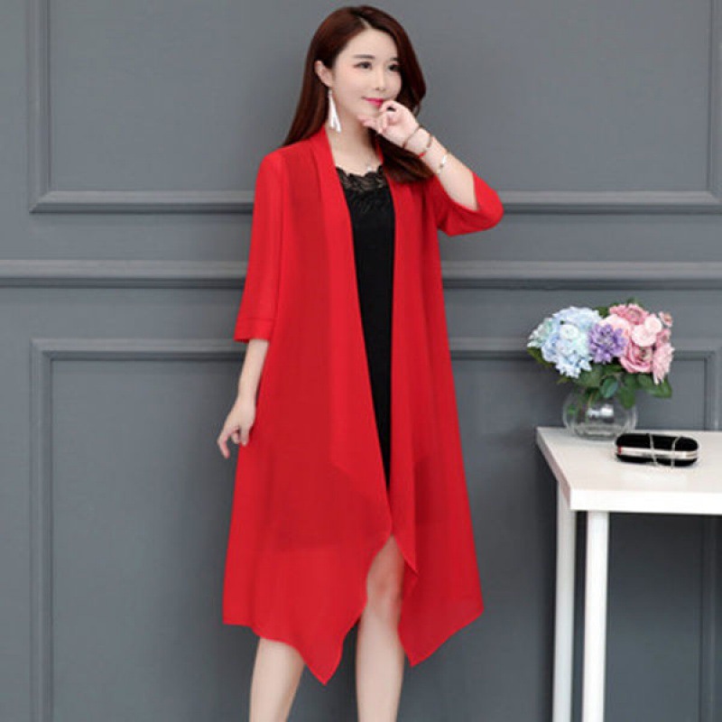 Title 2, Summer Chiffon Shirt Mid-length Ultra-thin Coat