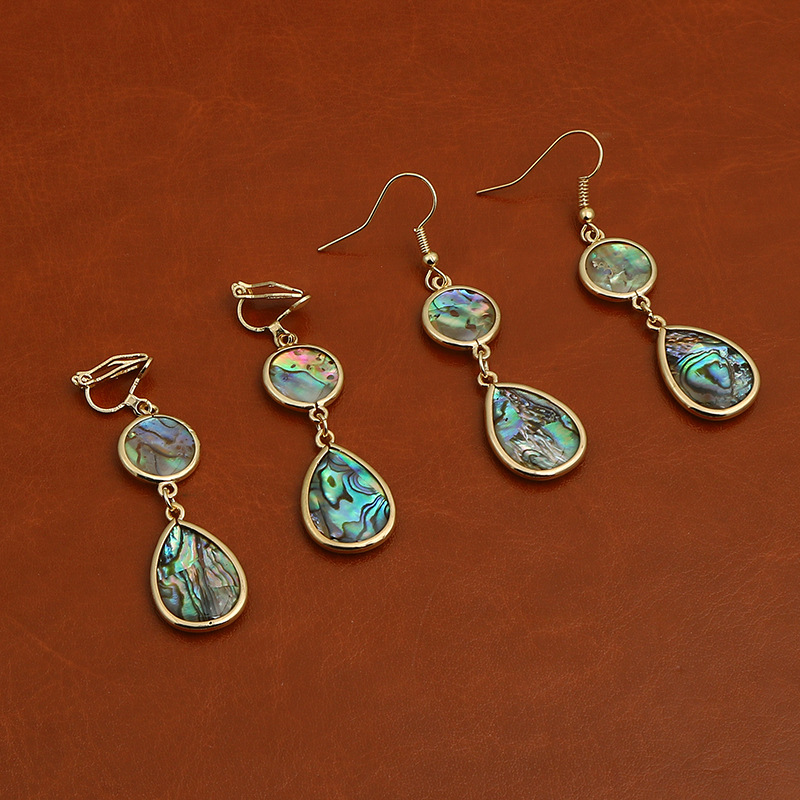 Title 1, Colorful Abalone Shell Water Drop Earrings Non-...