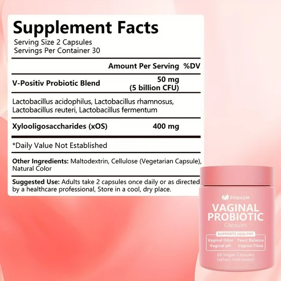 Feminine Vaginal Probiotic Supports PH Balance, Odor Control And Yeast Balance 60 Vegan Capsules — view 6
