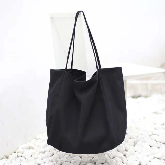 Women Handbags High Capacity Shoulder Bags For Shopping Canvas Totes Black - Shop at LoveMi