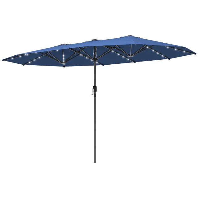 Garden Parasol, Double Sided Sun Umbrella With LED Solar Lights, Patio Parasol For Outdoor, Blue Blue - Shop at LoveMi
