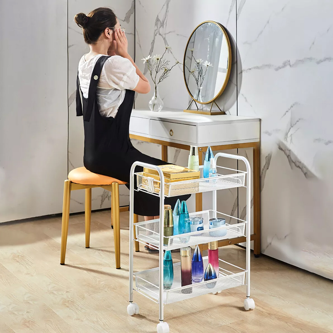 UK NEW 3 Tier Storage Trolley Cart On Wheels Kitchen Bathroom Laundry Narrow — image 7