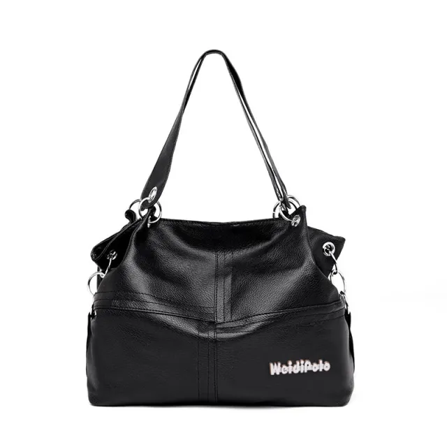 Women's Portable Fashion Stitching Messenger Shoulder Bag Black - Shop at LoveMi