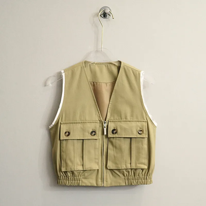 New Short Workwear Style Vest Women's Fashion Versatile - Army Green