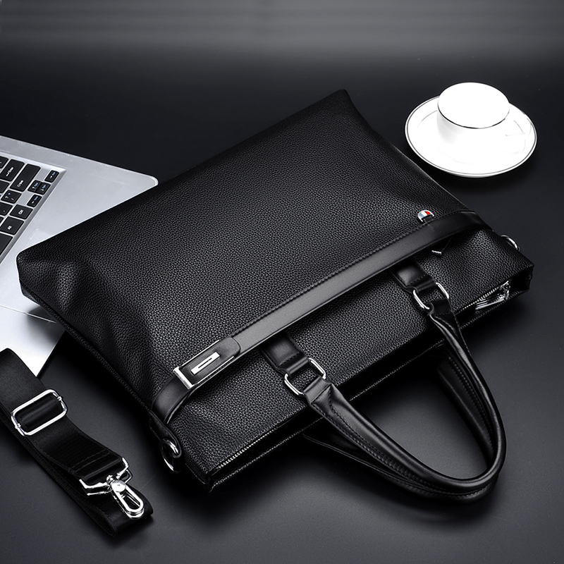 Large Capacity Business Handbag Men's Soft Leather Briefcase — foto 15