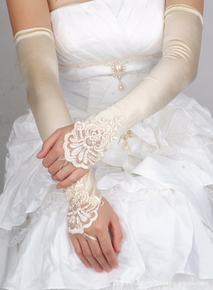 Title 5, Long Lace Bridal Gloves Fingerless