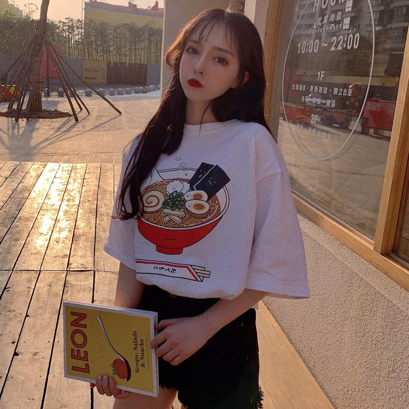 Title 1, Girly T-Shirt Hong Kong Flavor Loose Korean Sho...