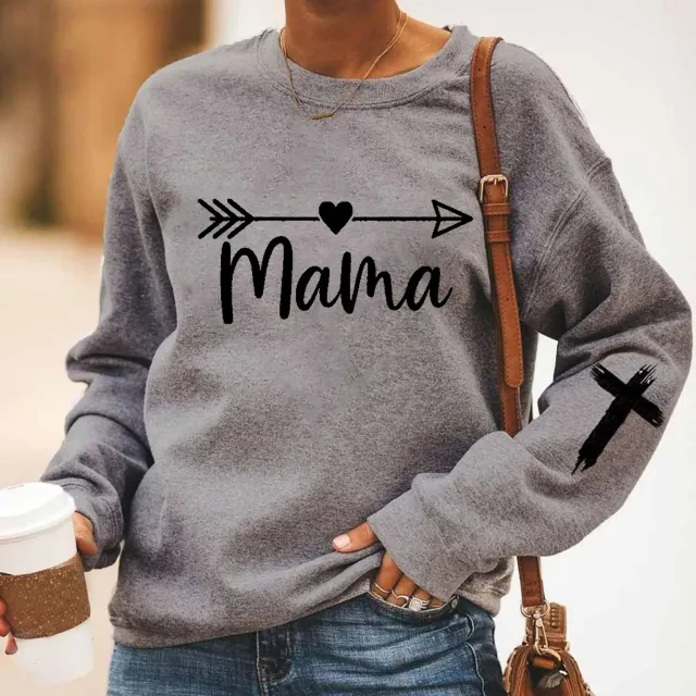 Women's Long Sleeve Love Front And Back Letter Print Winter Fleece Sweatshirt 24698Grey - Shop at LoveMi